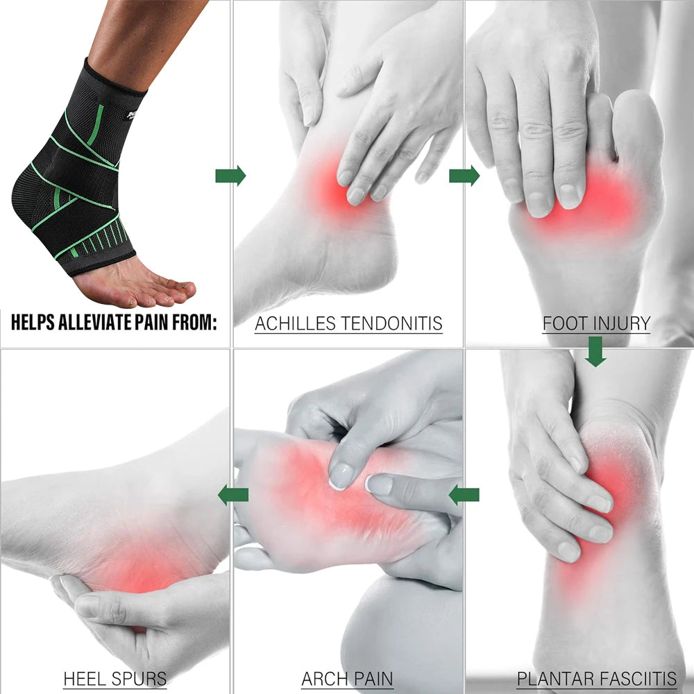 StrideRelief ankle and foot compression sleeve worn during daily activity